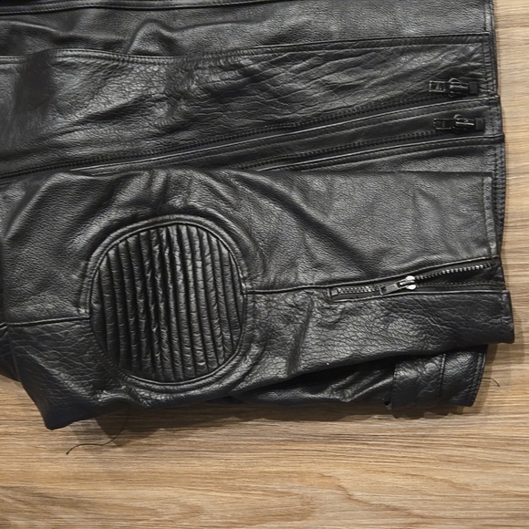 Bonus Leather Padded Double Zip Motorcycle Jacket - Picture 9 of 15
